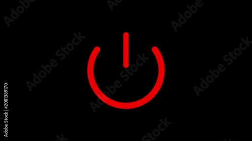 Abstract circle power button icon animation on black background, 4k video