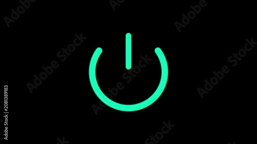 Abstract circle power button icon animation on black background, 4k video