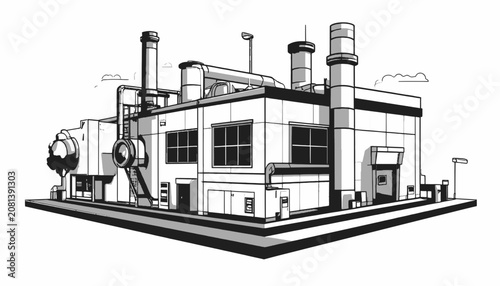 Billede på lærred Industrial Factory Building Structure.