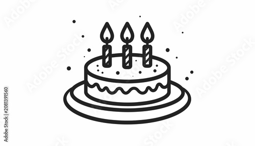 Foto Birthday cake with lit candles.
