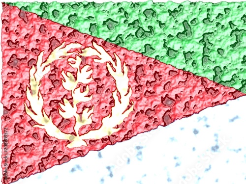Eritrea Flag with Riddled Grunge Texture - Digital Illustration