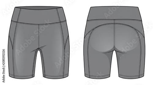 Biker Shorts Front And Back View Apparel Design Mockup Template