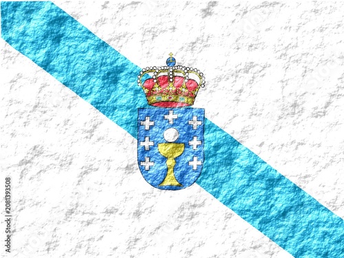 Galicia Flag with Rough And Glossy Surface - Digital Illustration
