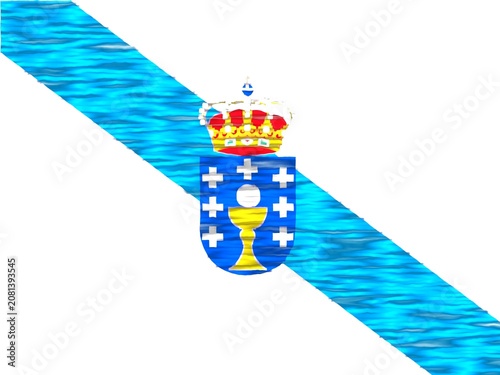 Galicia Flag with Silk Carpet Texture - Digital Illustration