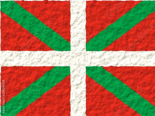 Basque Country Flag with Rough Paper Texture - Digital Illustration