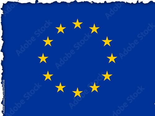 European Union Flag with Burnt Edges Effect - Digital Illustration
