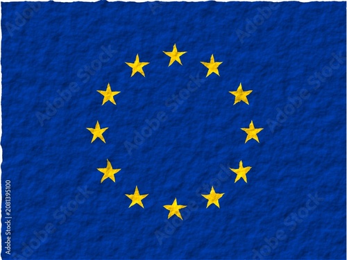 European Union Flag with Rough Paper Texture - Digital Illustration