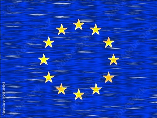 European Union Flag with Silk Carpet Texture - Digital Illustration