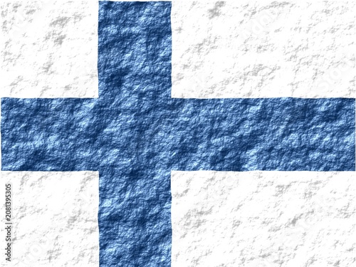 Finland Flag with Rough And Glossy Surface - Digital Illustration