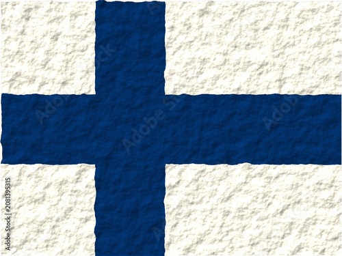 Finland Flag with Rough Paper Texture - Digital Illustration
