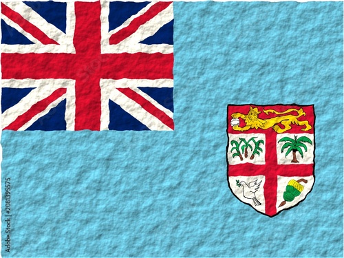 Fiji Flag with Rough Paper Texture - Digital Illustration