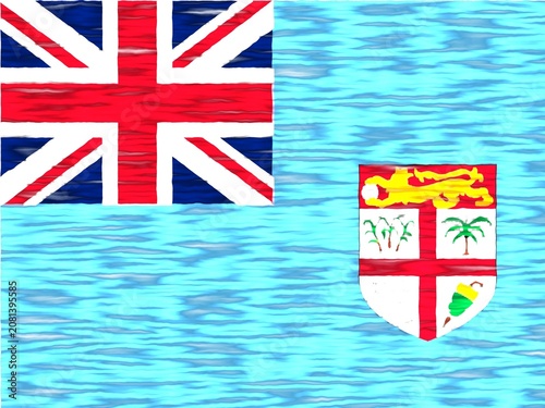 Fiji Flag with Silk Carpet Texture - Digital Illustration