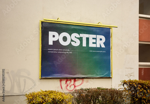 Mockup Of Customizable Billboard On Wall