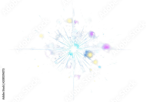 Sparkling Burst of Light with Colorful Particles Isolated