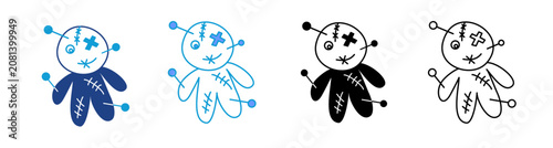 Voodoo Doll Icon Set Multiple Style