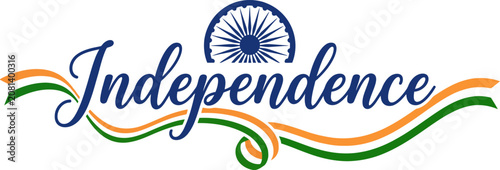 India independence day typography design with ashoka chakra