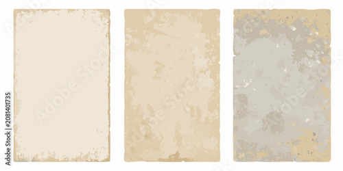 Bild auf Leinwand three vertical sheets of grunge style paper texture on white background rectangu