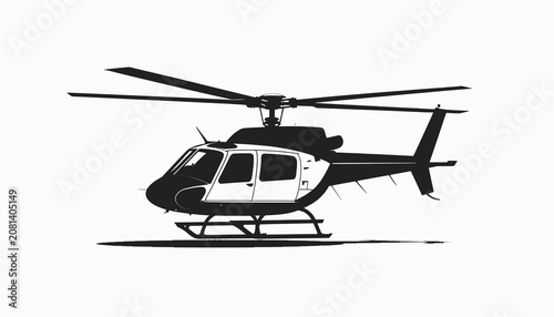 Bild auf Leinwand Black and white helicopter side view.
