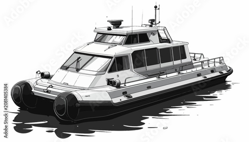 Large Luxury Boat on Calm Water.