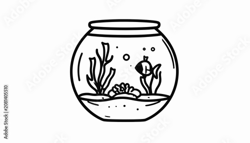 Fish in a small round aquarium.