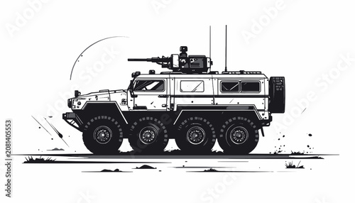 Military Armored Vehicle with Turret.