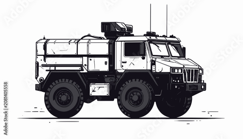 Large Military Truck with Big Wheels.