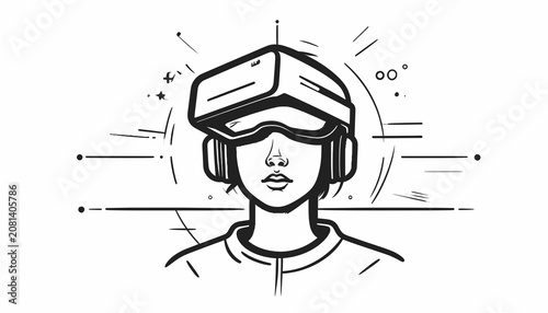 Person Wearing Virtual Reality Headset.