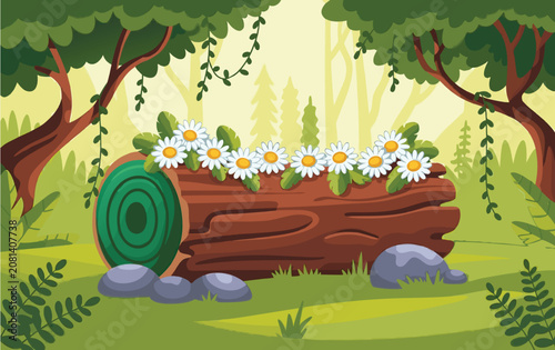  green nature landscape with flowers 
