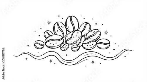 Cute hand drawn doodle coffee beans vector sketch with playful cartoon line style for whimsical home brewing recipe blog decorations