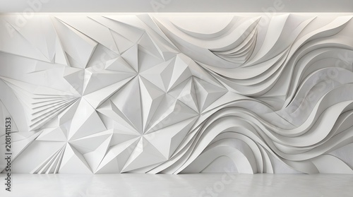 Luxury Monochrome White Background Featuring Layered Geometric Curves Premium Architectural Design.