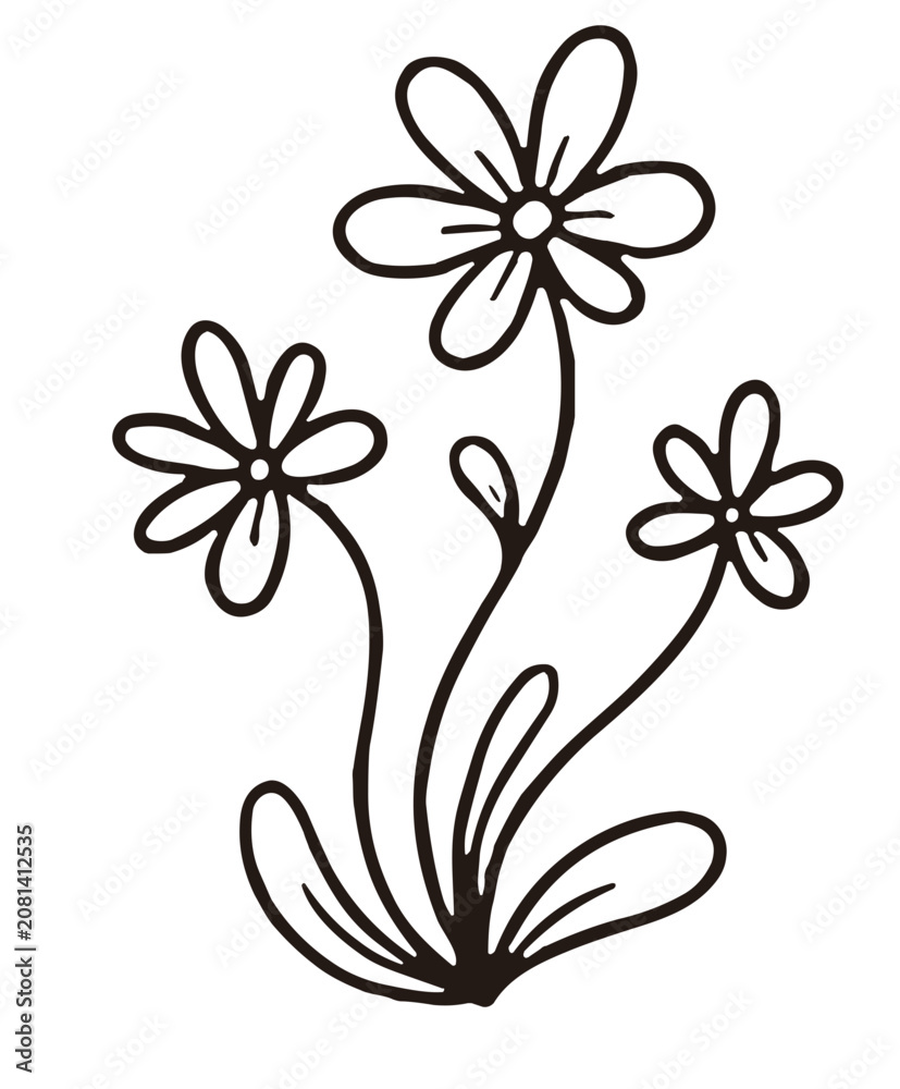 Obraz premium Flowering sea anemone marine organism underwater line art icon 