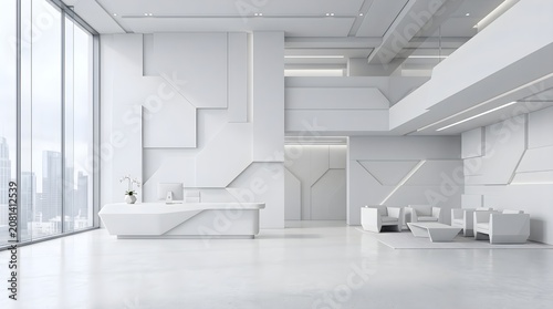 Minimalist White Geometric Background Featuring Modern Architectural Depth Soft Professional Elegance Style.