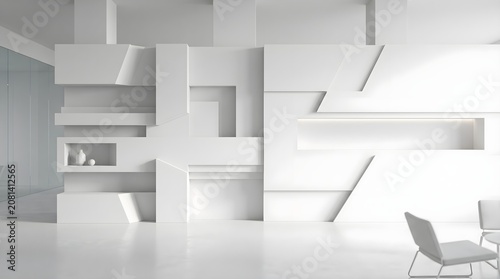 Minimalist White Geometric Background Featuring Modern Architectural Depth Soft Professional Elegance Style.