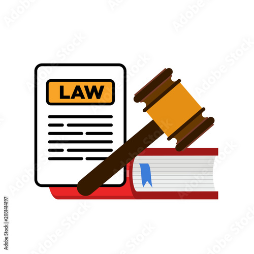 Foto Law document rests beside a judge's gavel and book