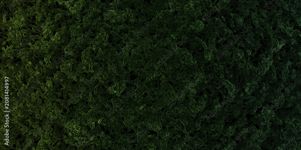 Fototapeta premium Dark emerald green abstract background with intricate organic flowing lines creating complex liquid smoke or marble texture.
