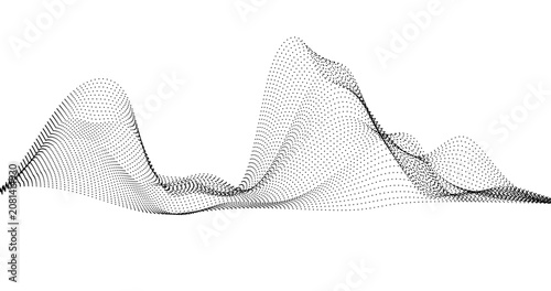 Wave of particles in Geography Mountain Concept