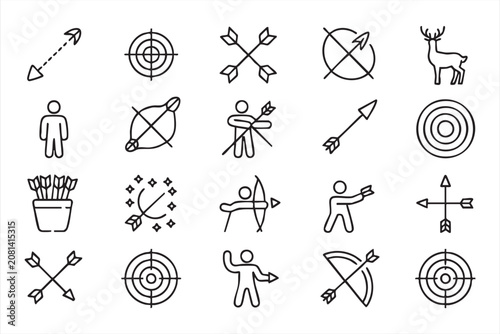 Εκτύπωση καμβά Editable Archery Outline Icons for Hunting, Precision Shooting, and Outdoor Spor