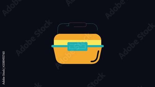 Cartoon style cooler box on black background illustration