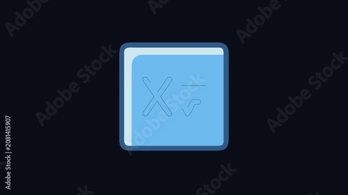 Math symbols icon on blue square background illustration