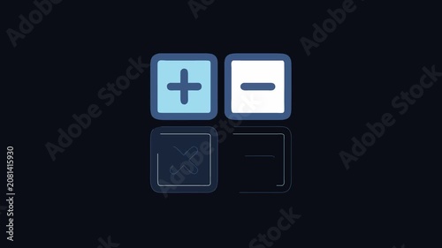 Basic math operation icons on black background, flat design