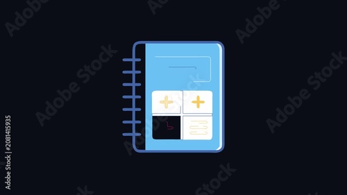 Calculator icon in blue notebook for accounting applications