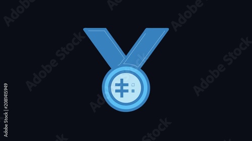 Blue medal illustration depicting victory or sports achievement icon