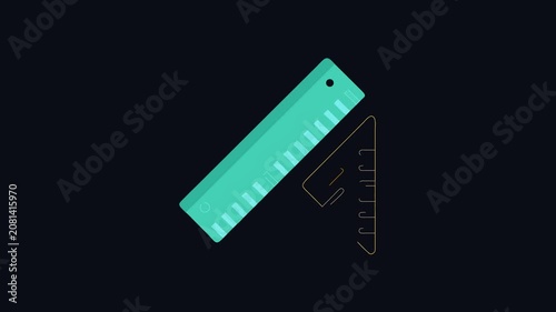 Flat motion illustration of a ruler and triangle shape