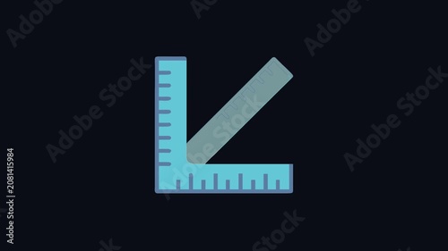 Isometric square ruler measuring tool on a black background