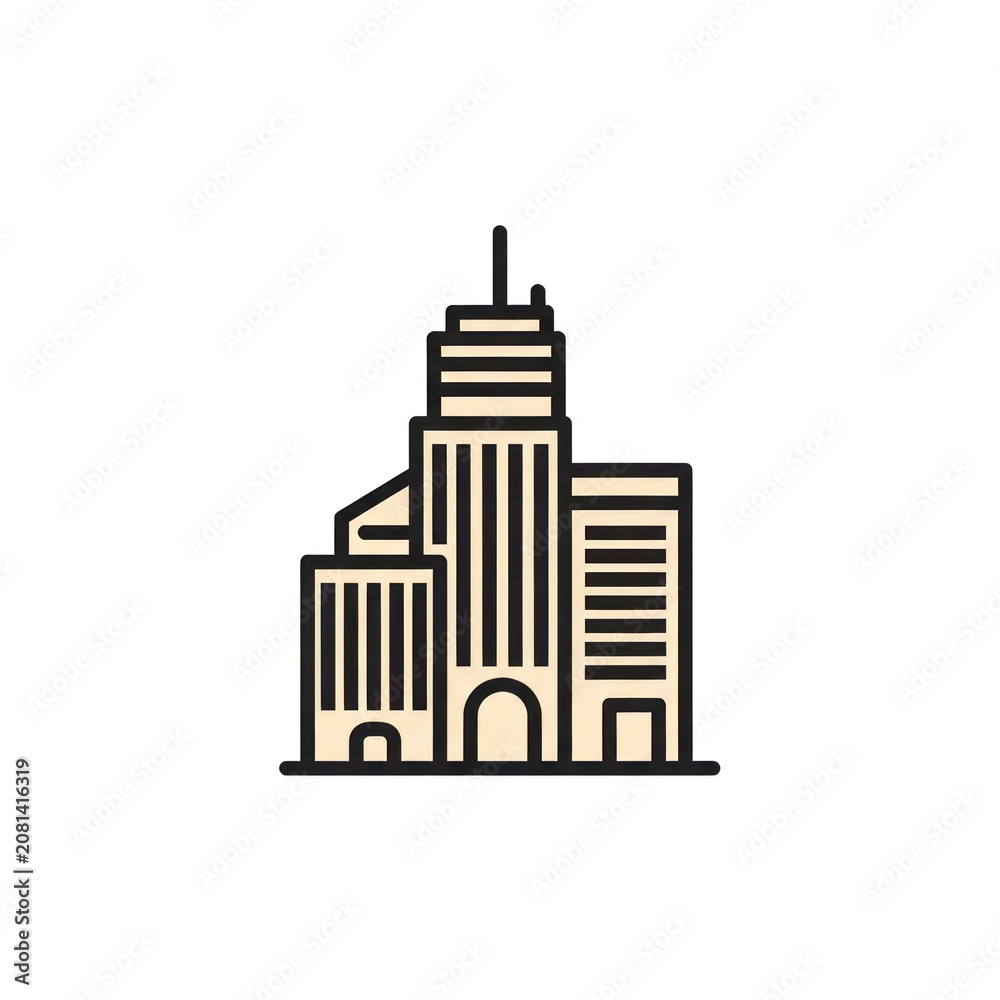 Fototapeta premium Modern City Buildings Line Art Style.