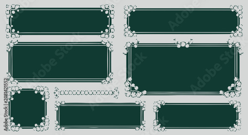 Elegant Decorative Frames Collection, Victorian Style, Green and White Ornate Borders
