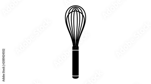 Photos Black silhouette of a kitchen whisk against a white background