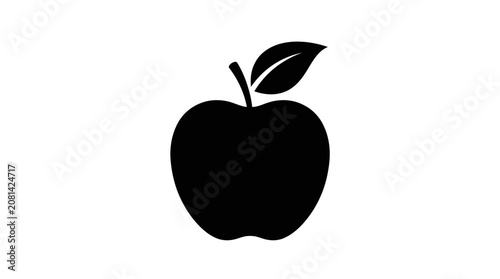 Tablou pe pânză Black apple silhouette on a white background simple fruit shape