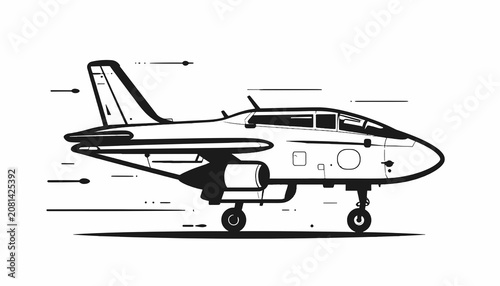 Foto Small White Military Fighter Jet Aircraft.