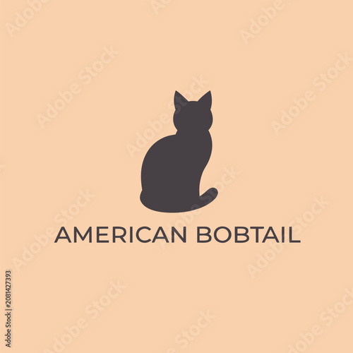 Φωτογραφία American bobtail vector art images silhouette illustration.